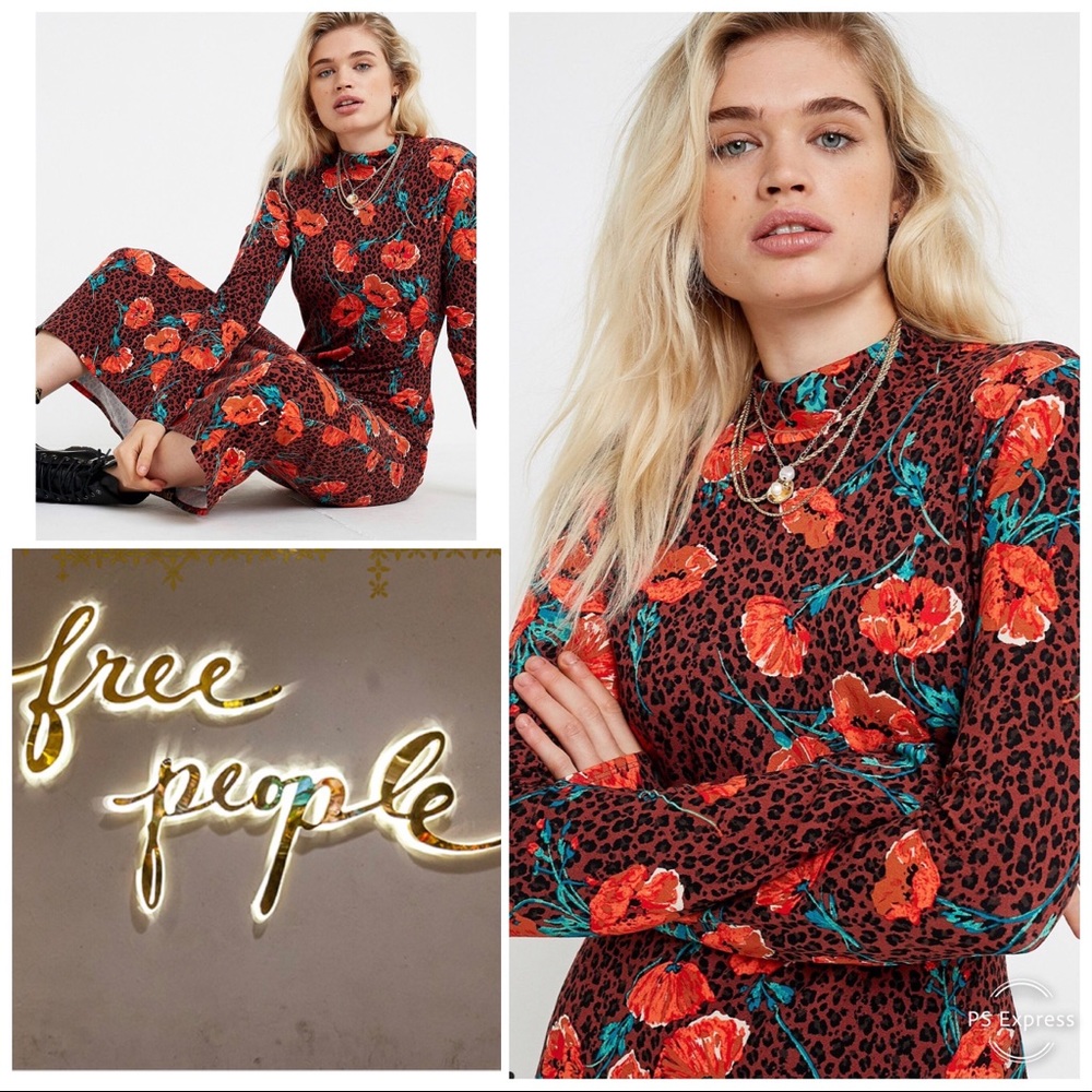 FREE PEOPLE RETRO ROMANCE MIDI DRESS